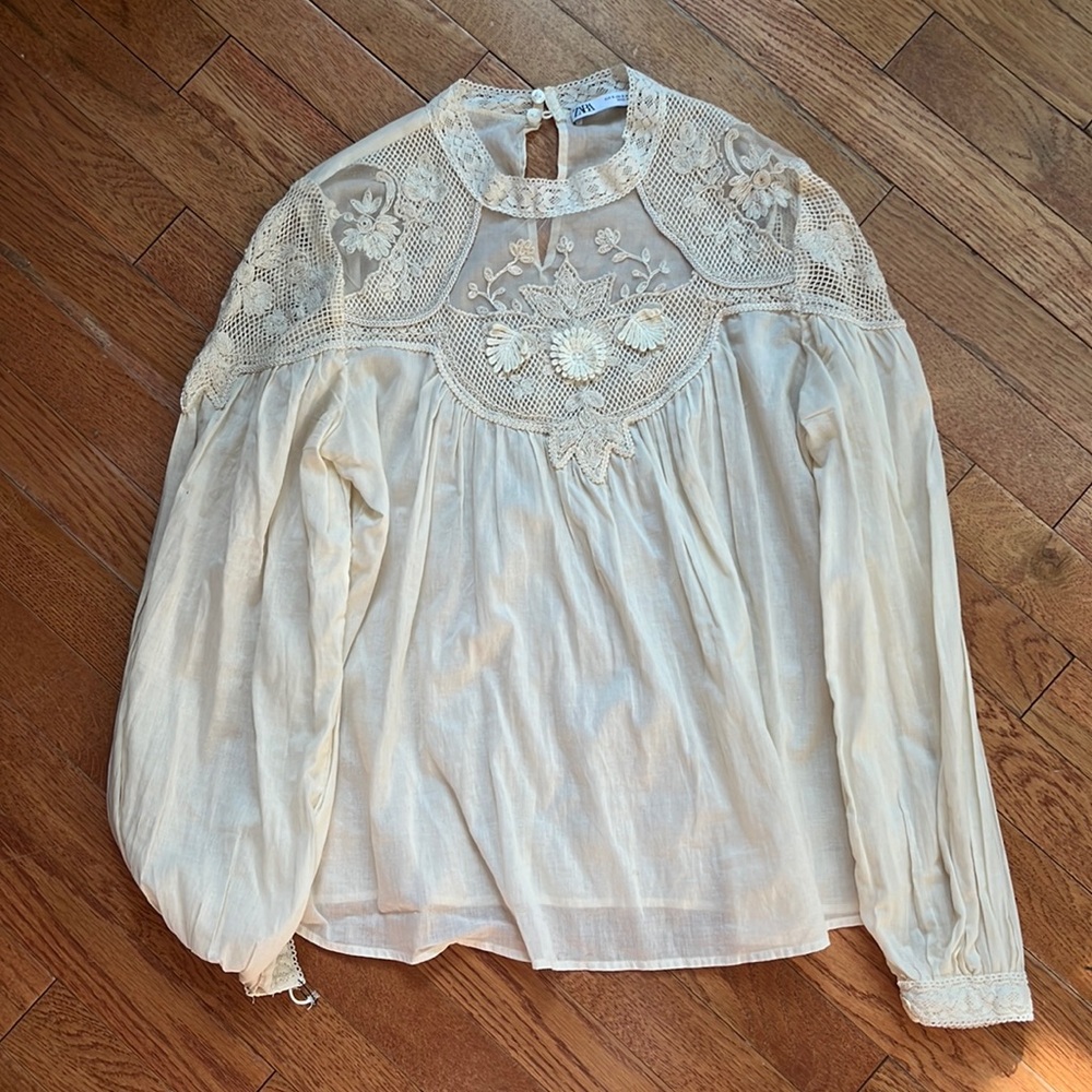 Zara Long sleeve Top with Embroidered Detailing